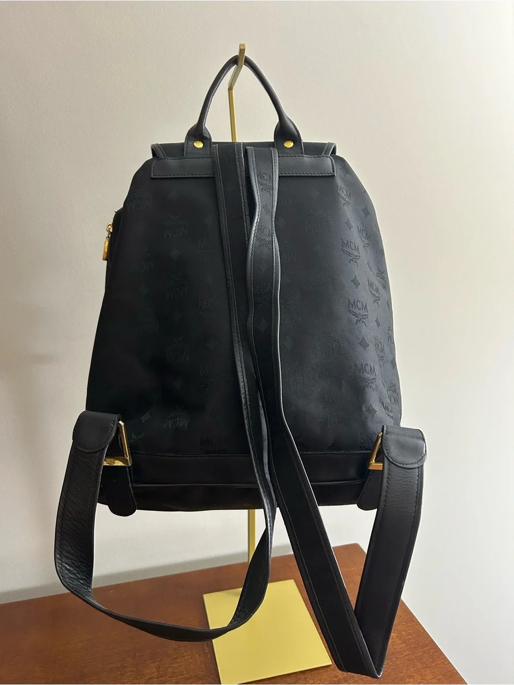 Authentic, Vintage MCM Logo Black Nylon and Leather Backpack – Made in Germany